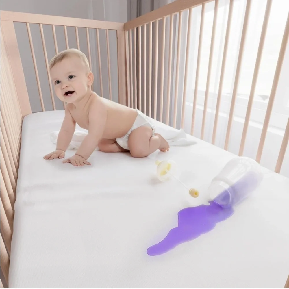 6 Side Waterproof Crib Mattress Encasement Durable Zipper Noiseless, 28''X52
